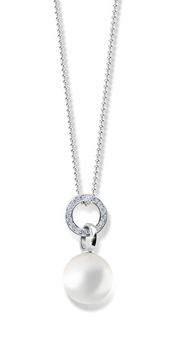 Cutie Jewellery Pandantiv fermecător de perle din aur alb cu zirconii Z6303-3123-40-X-2