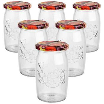 Set de 6 borcane de conservare cu capac Fructe,335 ml