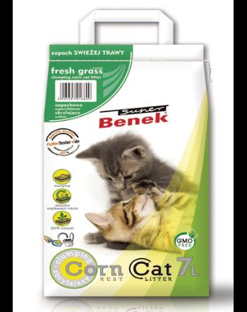 BENEK Super Corn Cat Asternut pentru litiera, miros de iarba proaspata 7 L