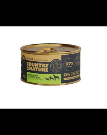 COUNTRY&amp;NATURE Hrana umeda caini, fara cereale, cu rata, sfecta rosie si mar 410 g