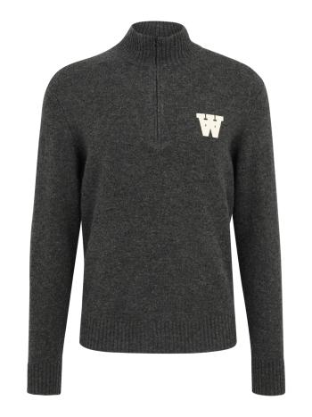 WOOD WOOD Pulóver 'Blu'  sötétszürke / fehér
