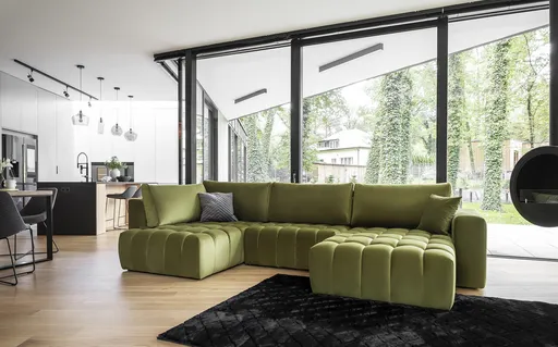 Coltar extensibil dreapta 6 locuri ELTAP, RT-33LO, Bonito, 350x175x92 cm, lemn/poliester, verde olive