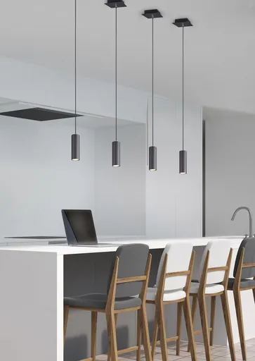 Lustra Marley, TRIO, 75x9x150 cm, 35W, 4x GU10, metal, negru mat