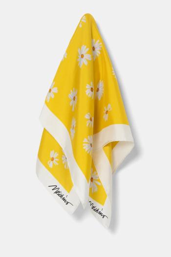Moschino selyem kendő 90 x 90 cm sárga, mintás, M3228 3549