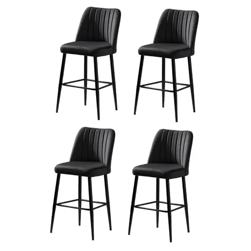 Set de scaune de bar Vento Black and Black, 4 buc., negru, 4 buc