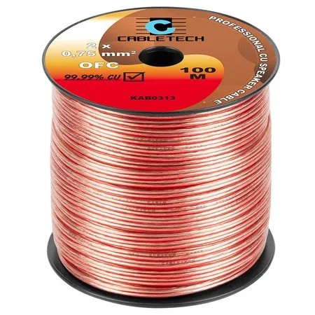 Cablu pentru difuzor, material cupru OFC, 2 x 0.75 mm2, Rola 100 m KAB0313