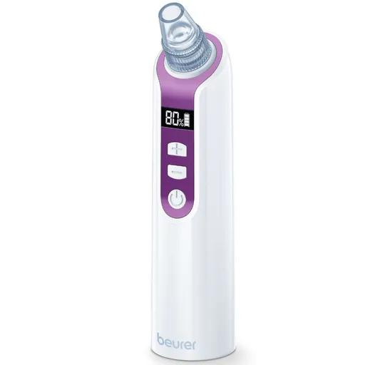 Aparat de curatare faciala profunda Beurer FC 41, 5 viteze, Autonomie pana la 1,5 h, Afisaj LCD, USB, Alb/Violet