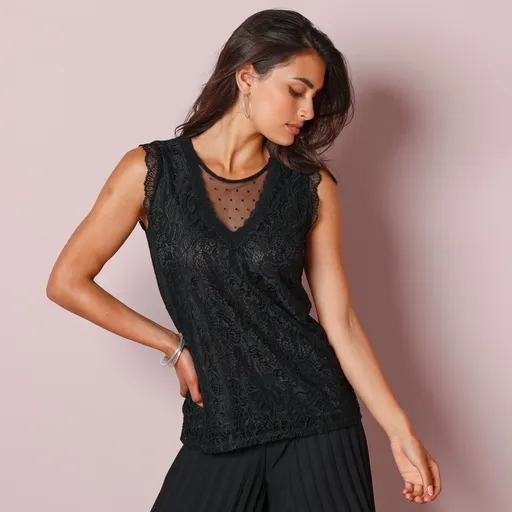 Cămașă din dantelă cu plasă