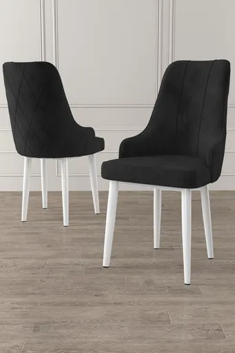 Set scaune 2 piese, Hanah Home, Trex, Alb/Negru