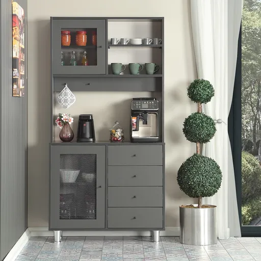 Dulap multifunctional, Hanah Home, Grano 96, 96x187x40 cm, Antracit