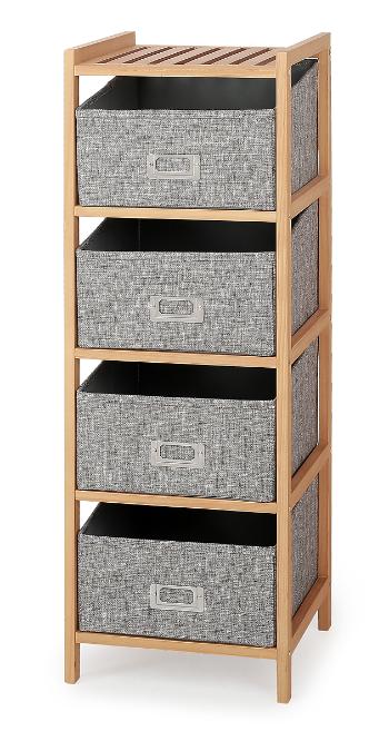 Raft din lemn cu cutii REG-10 - natural/gri