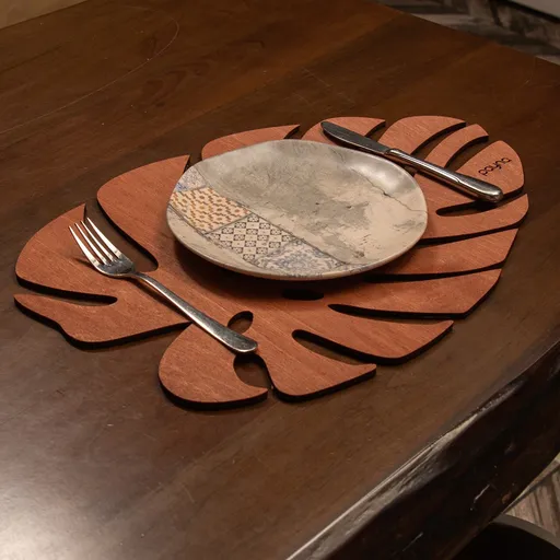 Set de covorașe de masă din lemn, Hermia, 790PYN1124, Dimensiune: 33 x 45 cm (4 bucăți), Roz