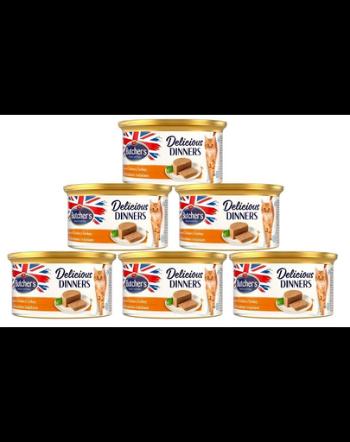 BUTCHER'S Classic Delicious Dinners 6x85 g mousse pisica, pui si curcan