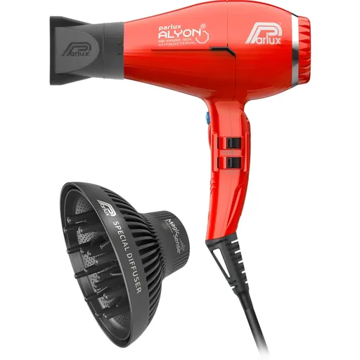 Parlux Alyon + Magic Sense uscător de păr profesional, cu ionizator + difuzor Red 1 buc