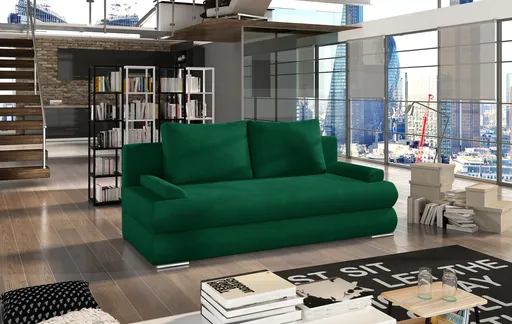 Canapea extensibila 3 locuri ELTAP, Milo, 213x95x90 cm, lemn/poliester, verde inchis