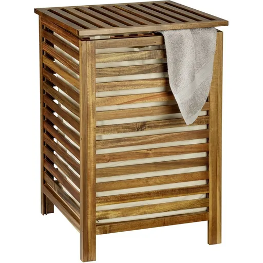 Wenko Coș pentru rufe murdare din salcâm Fondi 56 l