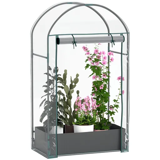 Outsunny Seră pentru Grădină cu Ușă Pliabilă pe Balamale și Sac pentru Plante, 89x50x152 cm, Transparent | Aosom Romania