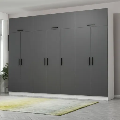 Dulap pentru haine, Hanah Home, Kale, 315x255x52 cm, Antracit/Alb