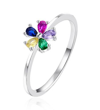 Agato Inel din argint Floare cu zircon colorat AGT-R32C 56 mm