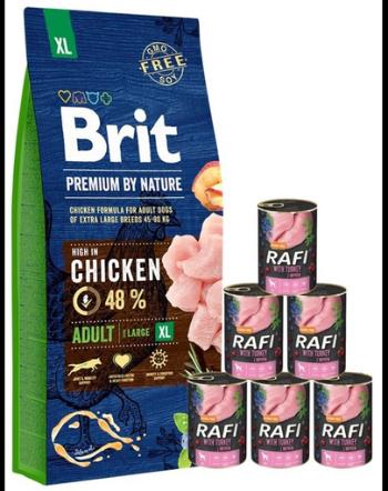 BRIT Premium By Nature Adult Extra Large XL 15 kg + hrana caini 6x400 g curcan