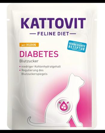 KATTOVIT Feline Diet Diabetes hrana umeda dietetica pentru pisici cu diabet, pui 85 g