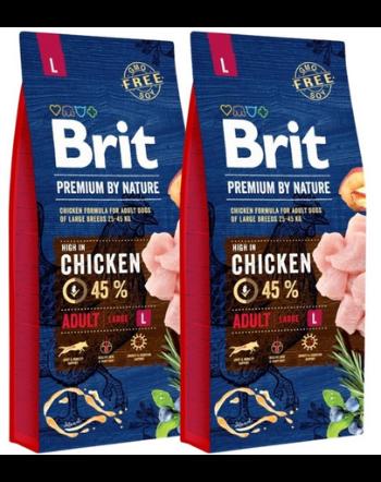 BRIT Premium By Nature Adult Large L hrana uscata pentru caini adulti de talie mare, cu pui 30 kg (15 kg x 2)