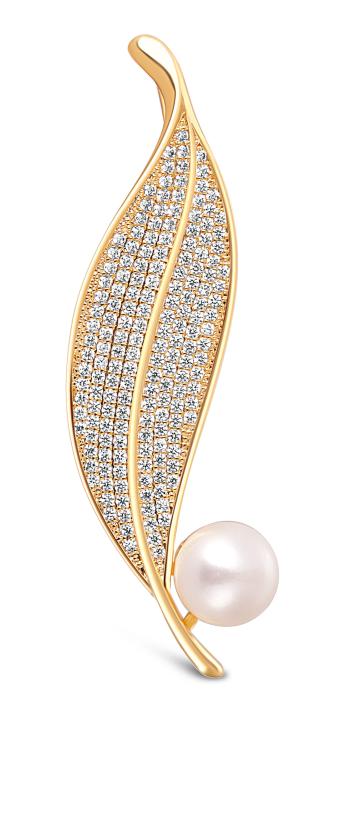 JwL Luxury Pearls Broșă de perle strălucitoare frunza JL0700