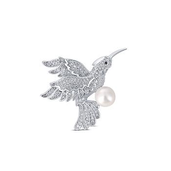 JwL Luxury Pearls Broșă fermecătoare placata cu aur cu perle reale Colibri JL0515