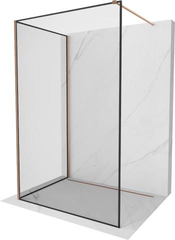MEXEN/S Kioto Sprchová zástěna WALK-IN 120 x 70, černý vzor, měď kartáčovaná 800-120-212-65-70-070