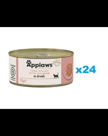 APPLAWS Cat Filet Set conserve pisica, cu ton si somon in sos 24x70 g