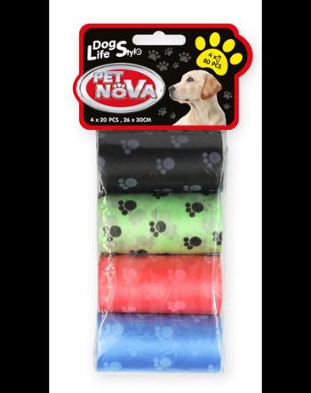 PET NOVA Dog Lifestyle Pungi excremente, 4 role x 20 buc