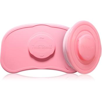 Twistshake Click-mat Mini + Plate suport cu farfurie Pastel Pink 2 buc