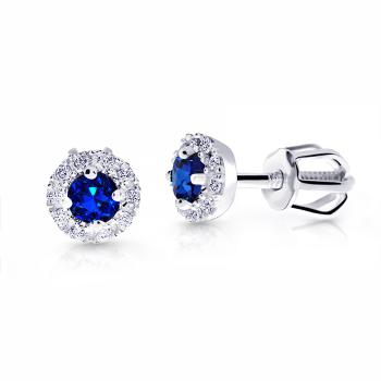 Cutie Jewellery Cercei delicați din aur alb cu zirconi albaștri Z9002-3100-30-60-X-2