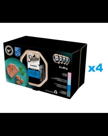 SHEBA Classics hrana pisici 32x85 g pate cu somon, peste alb si morcovi, ton si legume, cod