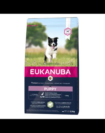 EUKANUBA Dog Puppy Small &amp; Medium Breed Lamb &amp; Rice hrana uscata caini juniori talie mica/medie, miel si orez 2.5 kg