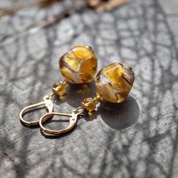 Lampglas Cercei de lux Amber Desire cu aur de 24 de carate în perle Lampglas ERO28