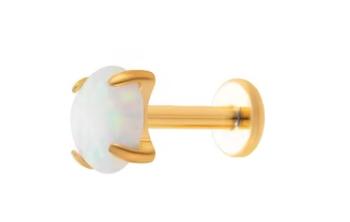 Troli Cercel labret placat cu aur cu opal sintetic alb 0,3 cm