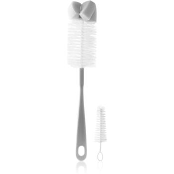 BabyOno Take Care Brush for Bottles and Teats with Mini Brush & Sponge Tip perie de curățare Grey 2 buc