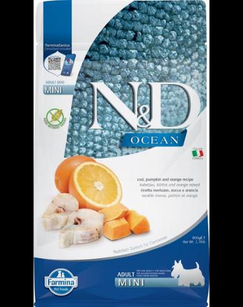 FARMINA N&amp;D Ocean Adult mini Hrana uscata pentru caini adulti de talie mica, cu cod si dovleac 800 g