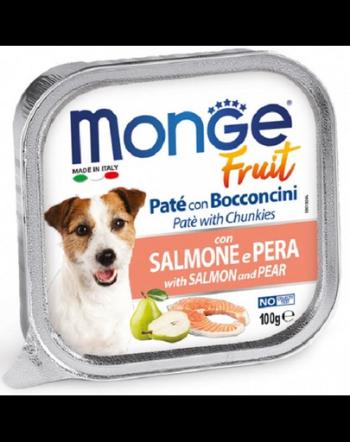 MONGE Fruit Dog hrana umeda pentru caini sub forma de pate, cu somon și pere 100 g