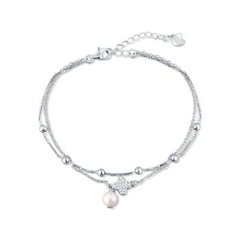 JwL Luxury Pearls Brățară dublă din argint cu perle autentice și zirconiu JL0801