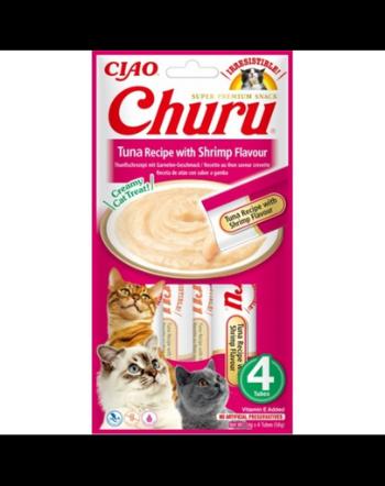 INABA Churu Tuna with shrimp 4x14g piure din ton si creveti pentru pisica