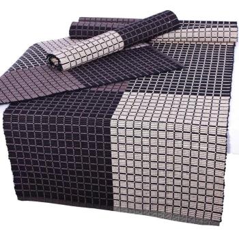 Prostírání bavlněné, Cubes, hnědý, 40 x 120 cm