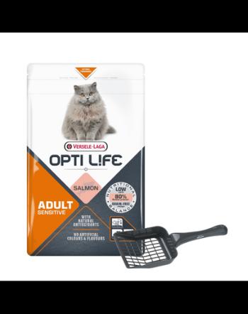 VERSELE-LAGA Opti Life Cat Adult Sensitive Salmon 1 kg hrana pentru pisici sensibile + lopatica litiera GRATIS