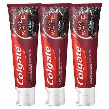 Colgate Pastă de dinți pentru albire cu cărbune activat Max White Charcoal Trio 3 x 75 ml