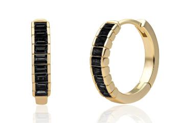 Sparkling Jewels Cercei placați cu aur cu zirconiu cubic negru EAG23-CZ02