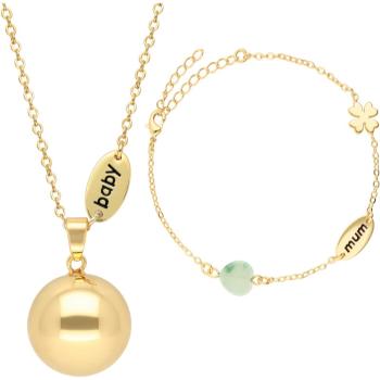 Bola Nature Stone Beads and Mum/Baby Charm clopoțel de maternitate Gold