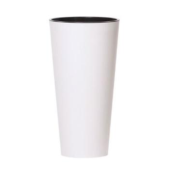 Ghiveci de flori TUBUS SLIM cu inserție 40 cm, albmat, 40 cm