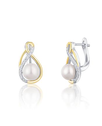 JwL Luxury Pearls Cercei eleganți bicolori cu perle reale JL0721