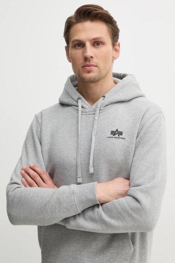 Mikina Alpha Industries Basic 196318.17-grey, pánska, šedá farba, s kapucňou, s potlačou